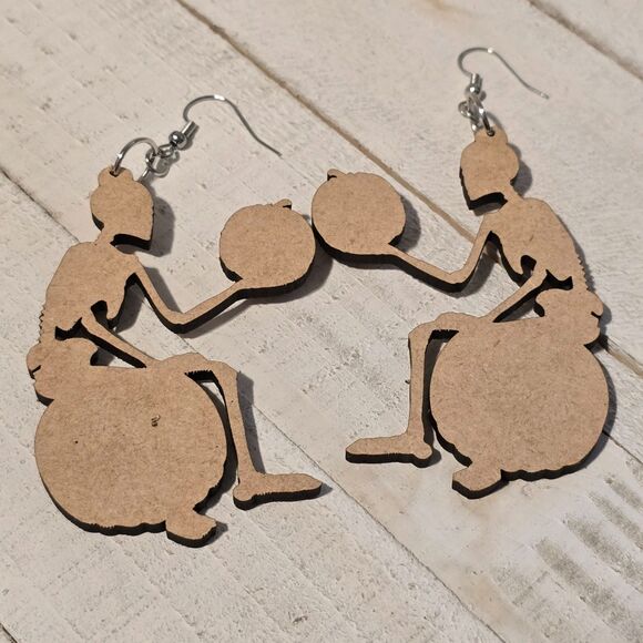 Laser Cut Skeleton Earrings - Picture 4 of 4